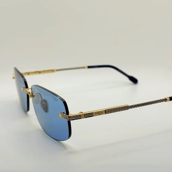 FRED FG40049U 30V Shiny Gold/Blue Sunglasses 60-14-145 NEW (Replacement Box) - Picture 15 of 16